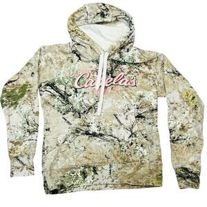 Cabelas Camouflage Sweater Adult Small Green Brown Hunting Pullover Hoodie
